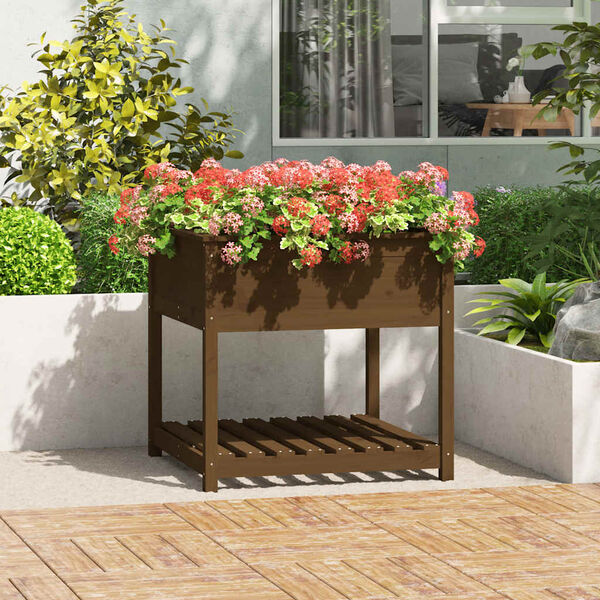 vidaXL Jardini&egrave;re avec &eacute;tag&egrave;re Marron miel 82,5x82,5x81 cm Bois de pin