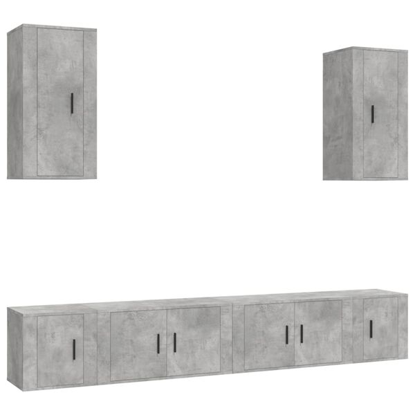 vidaXL Ensemble de meubles TV 6 pcs Gris b&eacute;ton Bois d'ing&eacute;nierie