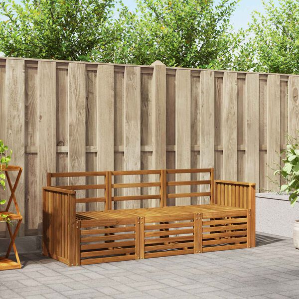 vidaXL Ensembles de canap&eacute;s 3 pcs Naturel Bois d'Acacia Massif