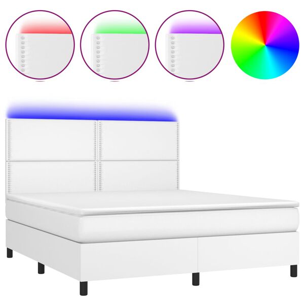 vidaXL Sommier &agrave; lattes de lit avec matelas et LED Blanc 180x200 cm