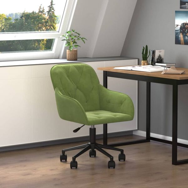 vidaXL Chaise pivotante de bureau Vert clair Velours