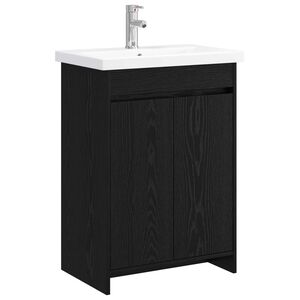vidaXL Ensemble de mobilier de salle de bain Ch&ecirc;ne noir