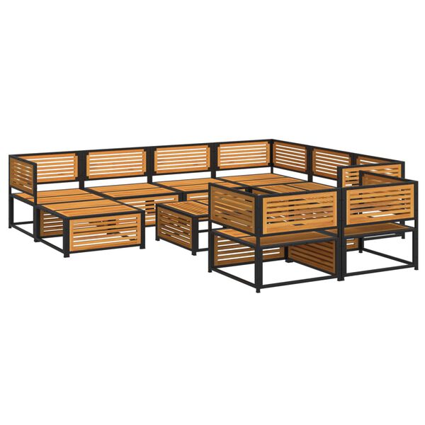 vidaXL Salon de jardin avec coussins 10 pcs bois d'acacia solide