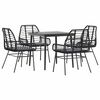 vidaXL Ensemble &agrave; manger de jardin et coussins 5 pcs noir rotin verre