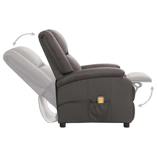 vidaXL Fauteuil de massage gris cuir véritable