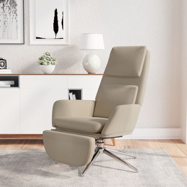 vidaXL Chaise de relaxation et repose-pied Gris clair Tissu microfibre