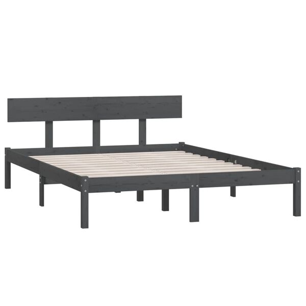 vidaXL Cadre de lit sans matelas gris bois massif