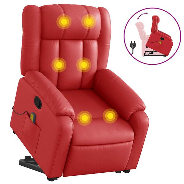 vidaXL Fauteuil inclinable de massage Rouge Similicuir