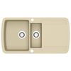vidaXL Évier de cuisine Granit Double lavabo Beige