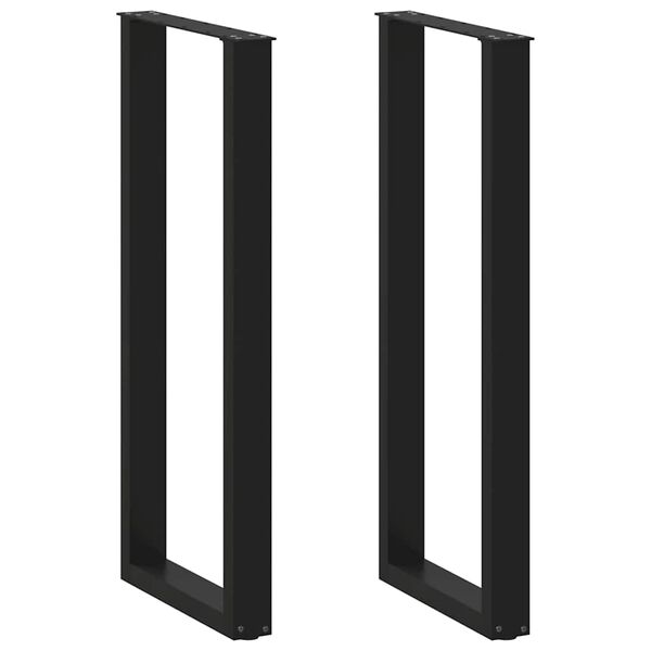 vidaXL Pieds de table de bar en U, 2 pi&egrave;ces, noir, 40 x (110-111) cm, acier