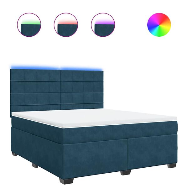 vidaXL Sommier &agrave; lattes de lit et matelas bleu 180x200 cm velours