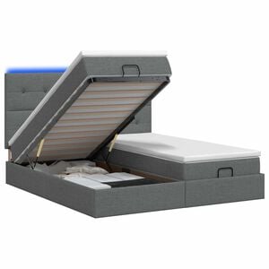 vidaXL Lit coffre avec matelas et LED Gris fonc&eacute; 200 x 200 cm Tissu