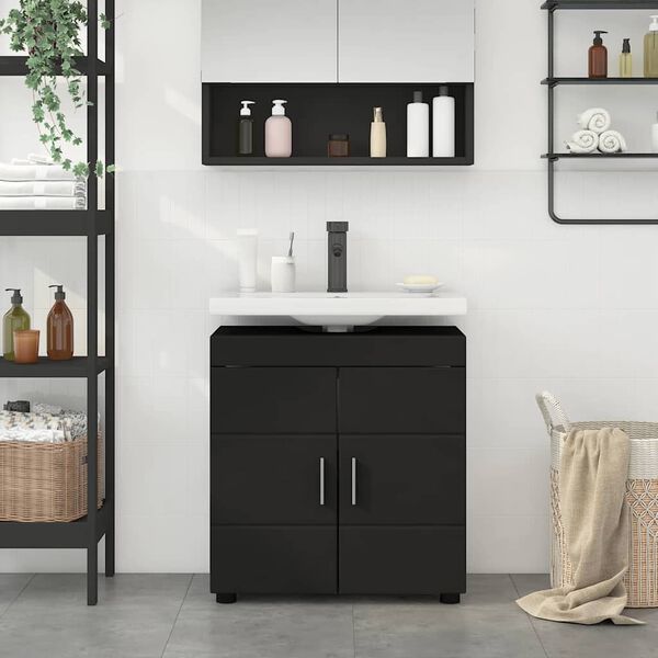 vidaXL Ensemble d'armoire de salle de bain TULUM Noir 60 x 34 x 63 cm