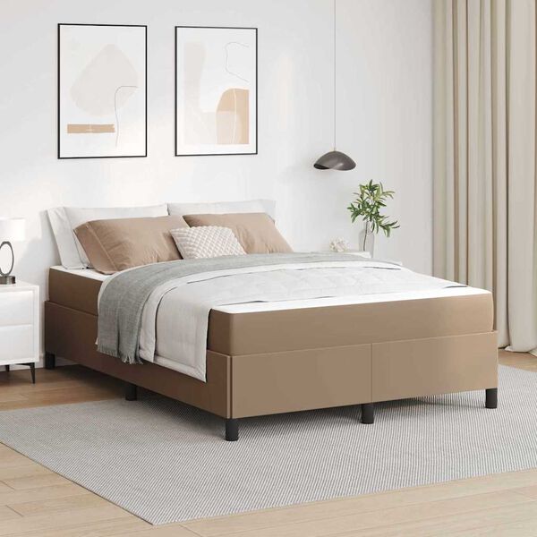 vidaXL Cadre de lit avec matelas Cappuccino 140 x 200 cm tissu