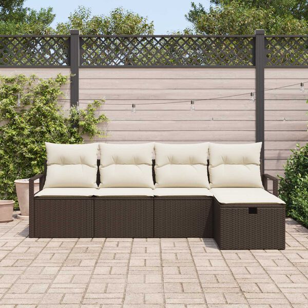 vidaXL Ensemble de canap&eacute; de jardin 5 pcs Marron Poly rotin