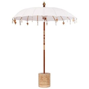vidaXL Parasol balinais avec base Cr&egrave;me et naturel 190 x 190 x 250 cm