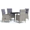 vidaXL Ensemble &agrave; manger de jardin et coussins 5pcs Gris/noir