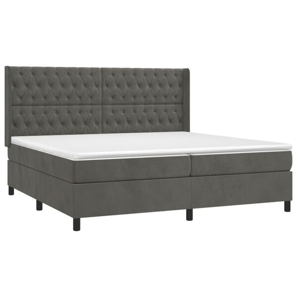 vidaXL Sommier &agrave; lattes de lit matelas et LED Gris fonc&eacute; 200x200 cm