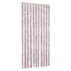 vidaXL Rideau anti-mouches gris argent&eacute; et rose 90x220 cm chenille