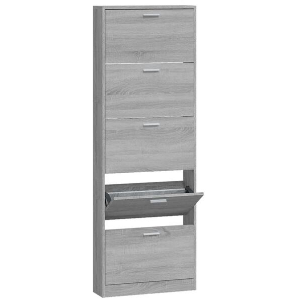 vidaXL Armoire &agrave; chaussures Sonoma gris 59x17x169 cm Bois d'ing&eacute;nierie