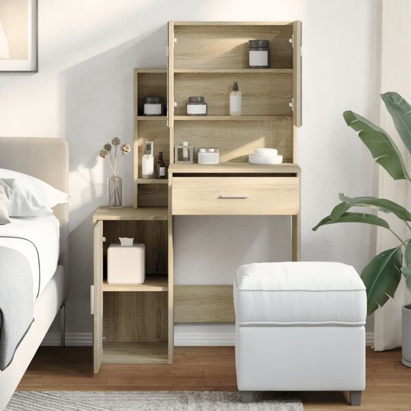 vidaXL Coiffeuse avec armoire ch&ecirc;ne sonoma 80x35x132 cm