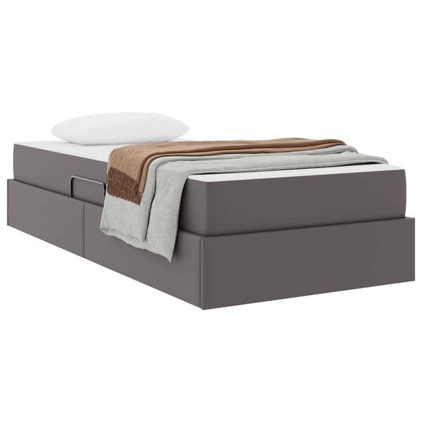 vidaXL Lit avec rangement et matelas avec matelas 2 pcs Gris Cuir