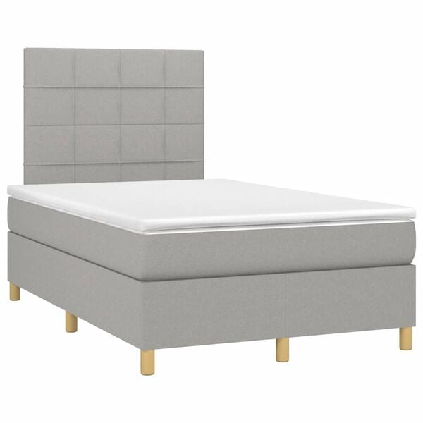 vidaXL Sommier &agrave; lattes de lit et matelas gris clair 120x190 cm tissu