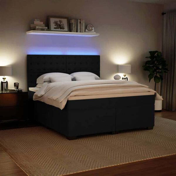 vidaXL Sommier &agrave; lattes de lit avec matelas Noir 180x200 cm Velours