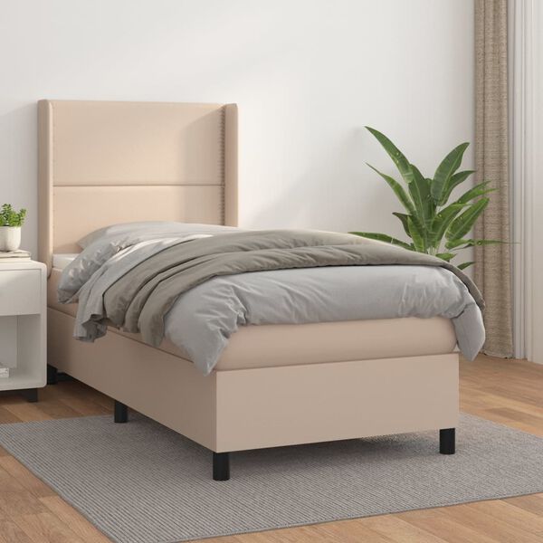 vidaXL Sommier &agrave; lattes de lit avec matelas Cappuccino 80x200 cm