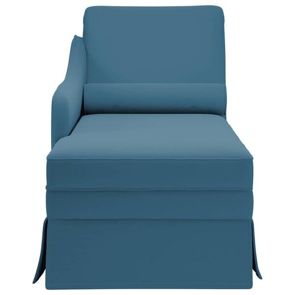 vidaXL Fauteuil long avec traversin et accoudoir droit bleu velours