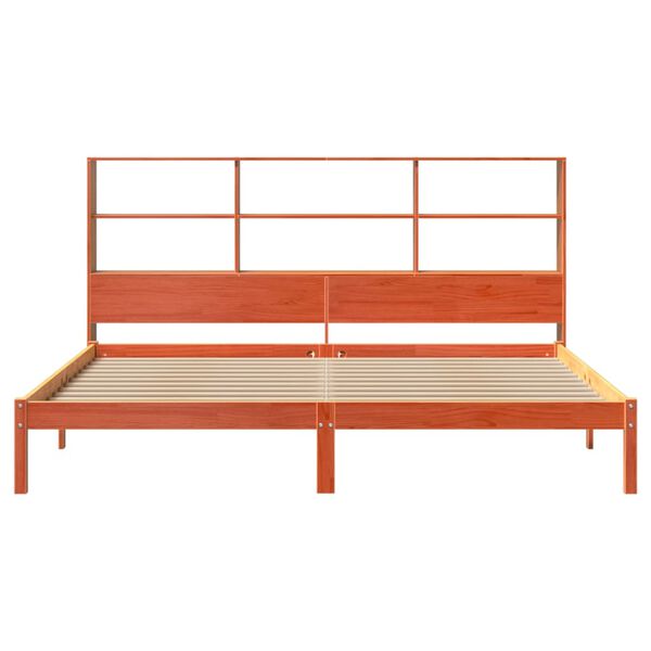 vidaXL Lit biblioth&egrave;que sans matelas cire marron 200x200 cm pin massif