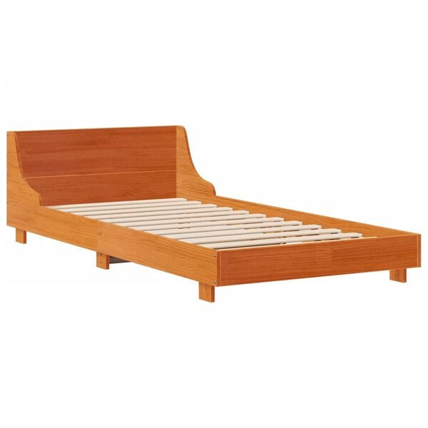 vidaXL Cadre de lit sans matelas cire marron 100x200cm bois pin massif