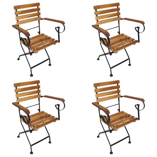 vidaXL Chaises pliables de jardin lot de 4 Acier et bois acacia massif