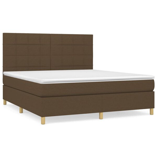 vidaXL Sommier &agrave; lattes de lit avec matelas Marron fonc&eacute; 160x200 cm