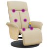 vidaXL Fauteuil inclinable de massage avec repose-pieds crème tissu