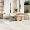 vidaXL Salon de jardin avec coussins 10 pcs beige résine tressée