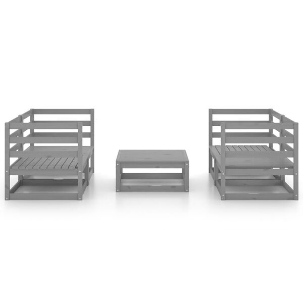 vidaXL Salon de jardin 5 pcs Gris Bois de pin massif