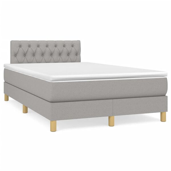 vidaXL Sommier &agrave; lattes de lit matelas LED gris clair 120x190 cm tissu