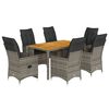 vidaXL Ensemble &agrave; manger de jardin et coussins 7 pcs gris rotin