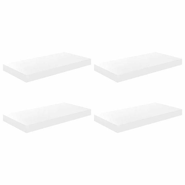 vidaXL &Eacute;tag&egrave;re murale flottante 4 pcs Blanc brillant 50x23x3,8 cm MDF