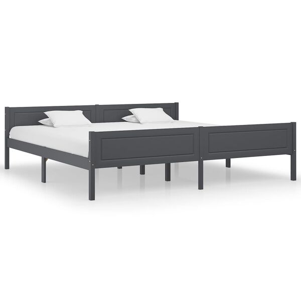 vidaXL Cadre de lit sans matelas bois massif de pin gris 200x200 cm