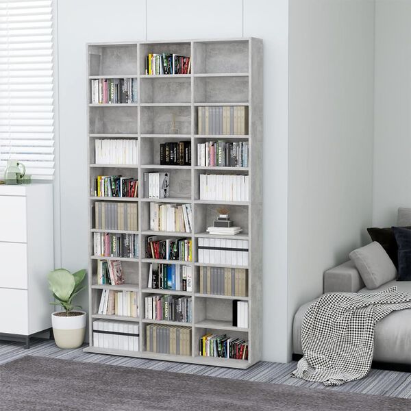 vidaXL Armoire &agrave; CD Gris b&eacute;ton 102x16x177,5 cm Bois d'ing&eacute;nierie