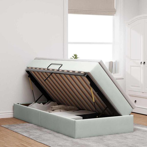 vidaXL Lit avec rangement et matelas Gris clair 90 x 200 cm Velours