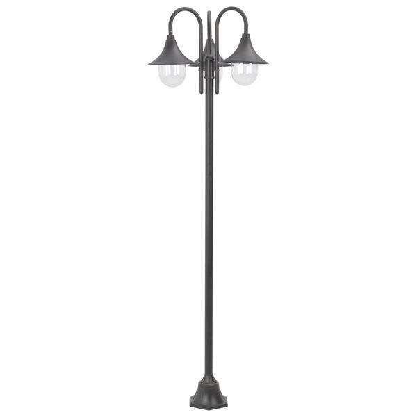 vidaXL Lampadaire de jardin E27 220 cm Aluminium 3 lanternes Bronze
