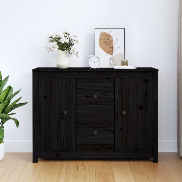 vidaXL Buffet Noir 100x35x74 cm Bois massif de pin