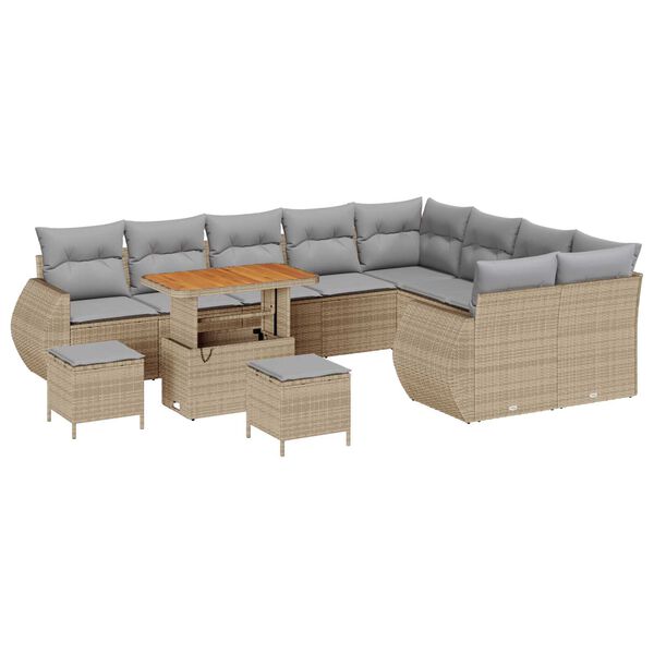 vidaXL Ensemble de canap&eacute; de jardin 12 pcs Beige et Gris clair