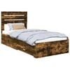 vidaXL Cadre de lit Ch&ecirc;ne Fum&eacute; et Argent 75 x 190 cm Bois d'ing&eacute;nierie