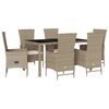 vidaXL Ensemble &agrave; manger de jardin et coussins 7 pcs beige poly rotin