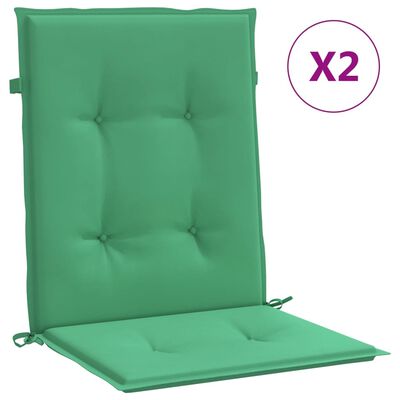 vidaXL Coussins de chaise de jardin à dossier bas lot de 2 vert