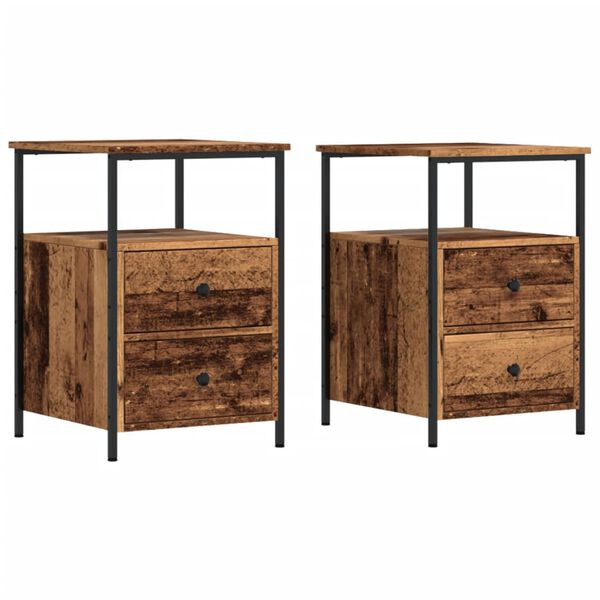 vidaXL Tables de chevet 2 pcs vieux bois 34x35,5x50 cm bois ing&eacute;nierie